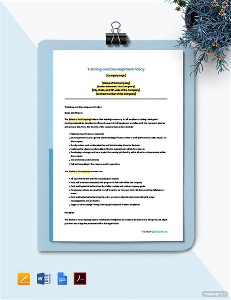 Enlearning And Development Policy Template