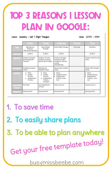 Enlesson Plan Template Google Docs