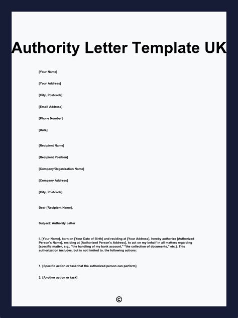 Enletter Of Authority Template