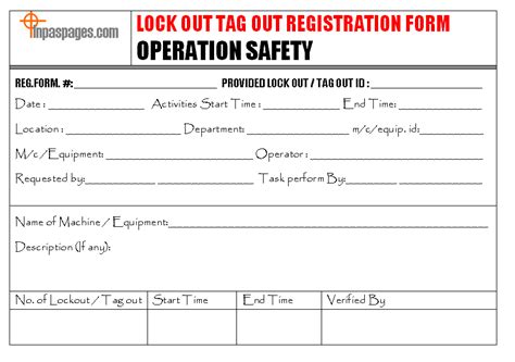 Enlockout Tagout Form Template Excel
