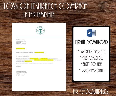 Enloss Of Coverage Letter Template