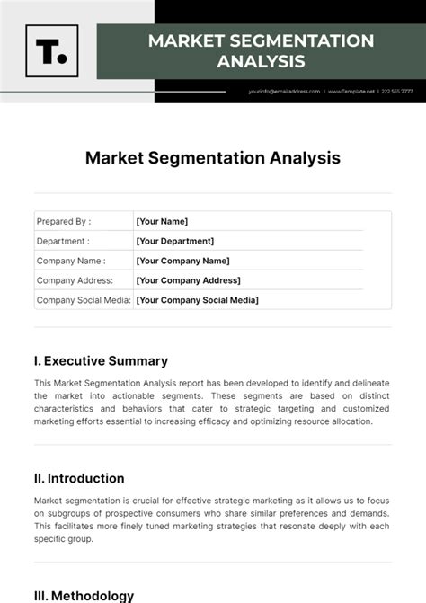 Enmarket Segmentation Template Word Free