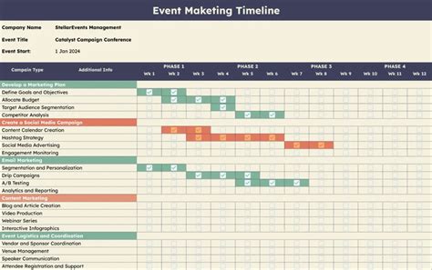 Enmarketing Plan Timeline Template Excel