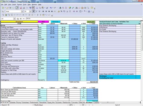 Enmaterial Takeoff Excel Template