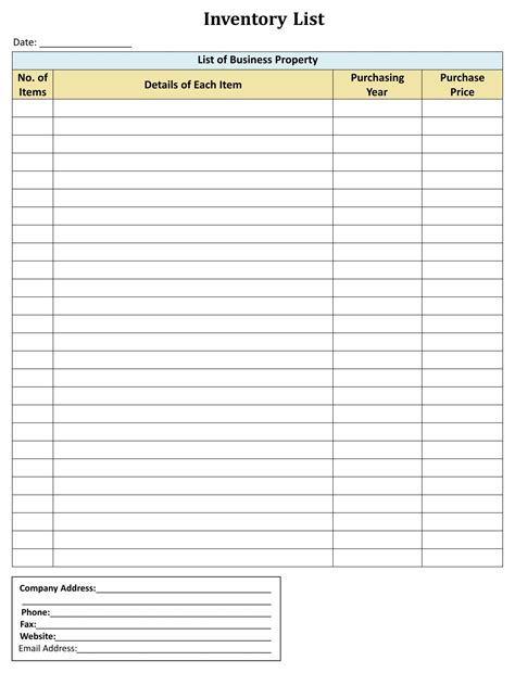 Enmaterials List Template
