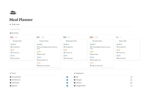 Enmeal Planner Template Notion