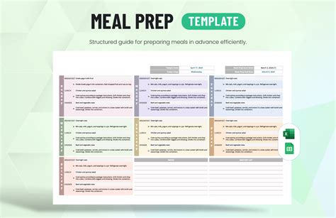 Enmeal Prep Excel Template