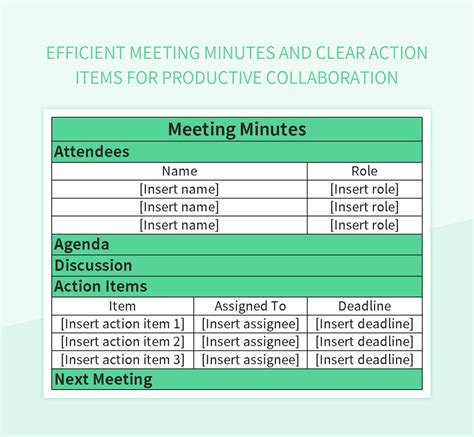 Enmeeting Minutes And Action Items Template Excel