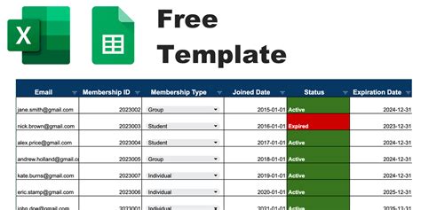 Enmembership Database Template Excel