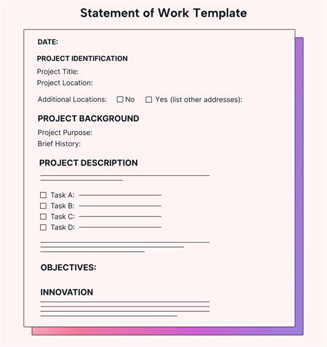 Enmethod Of Work Statement Template