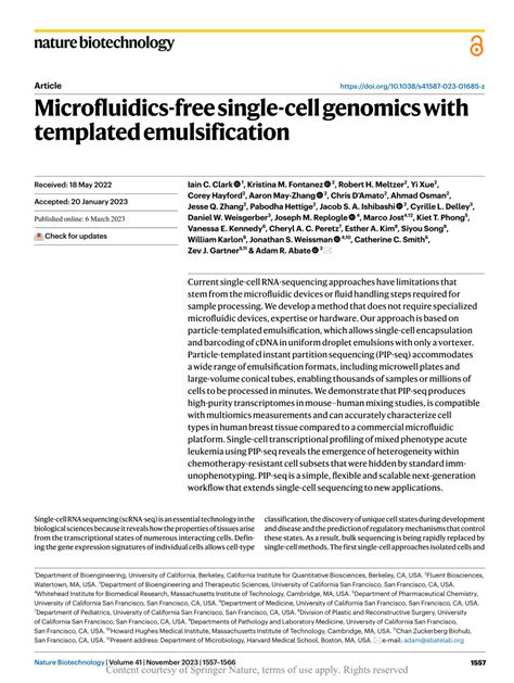 Enmicrofluidics Free Single Cell Genomics With Templated Emulsification
