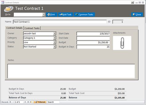 Enmicrosoft Access Contract Management Database Template