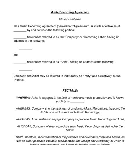 Enmixing And Mastering Contract Template