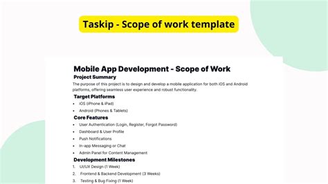 Enmobile App Scope Of Work Template