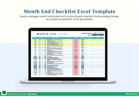 Enmonth End Checklist Template Excel