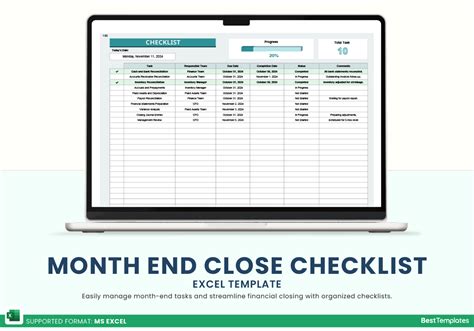 Enmonth End Close Checklist Template Excel
