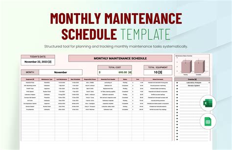 Enmonthly Maintenance Schedule Template Excel