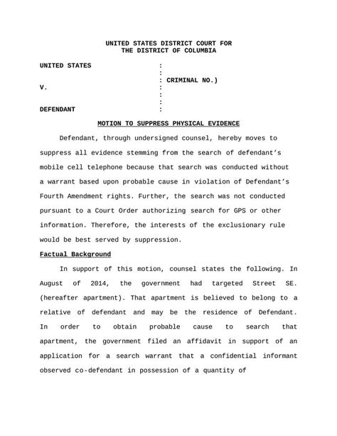 Enmotion To Suppress Evidence Template Texas