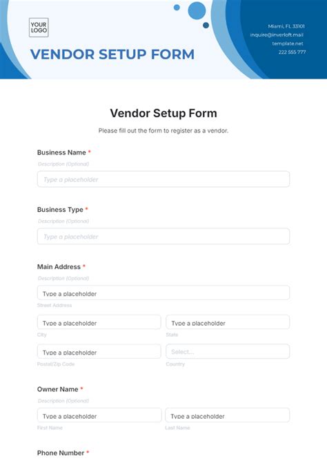 Ennew Vendor Form Template
