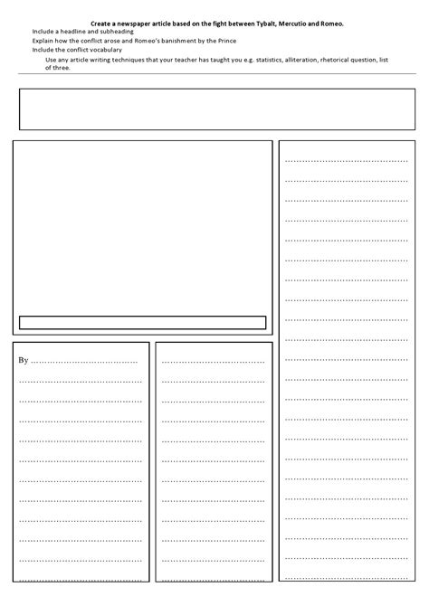 Ennewspaper Article Template For Students