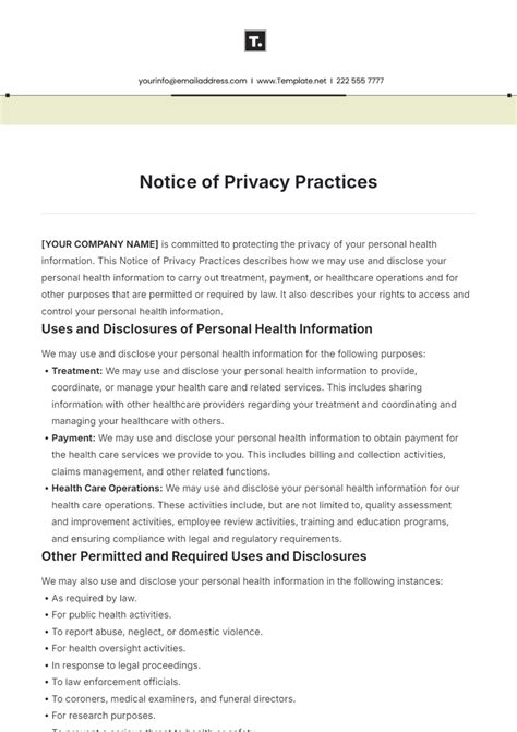 Ennotice Of Privacy Practices Template