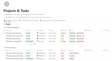 Ennotion Projects And Tasks Template