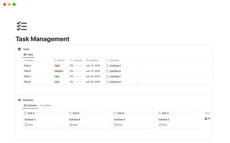 Ennotion Task Management Template