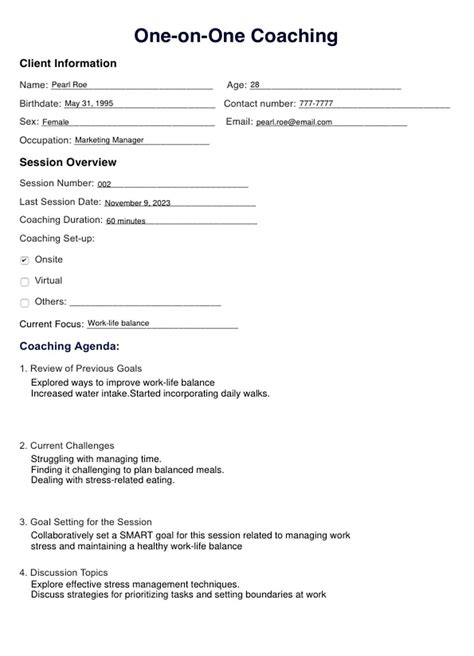 Enone On One Coaching Template