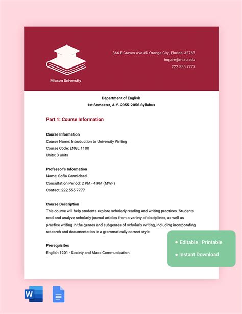 Enone Page Syllabus Template