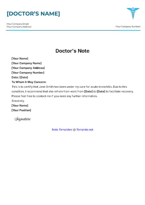 Enonline Doctors Note Template