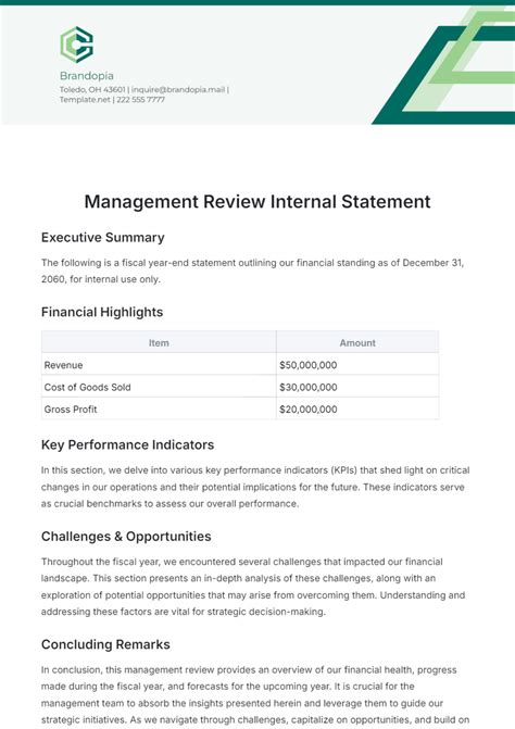 Enoperating Statement Template