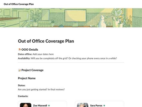 Enout Of Office Coverage Plan Template
