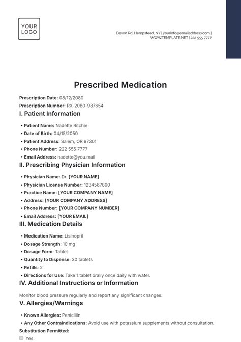 Enoxycodone Medication Template