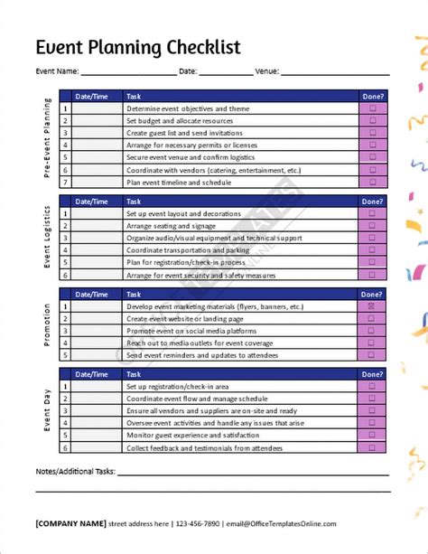 Enparty Planning Checklist Template