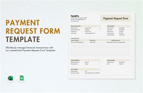 Enpayment Request Form Template Excel