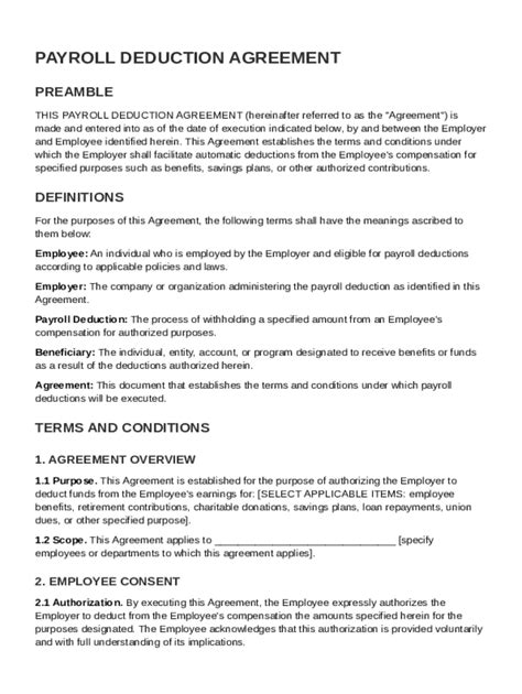Enpayroll Deduction Agreement Template