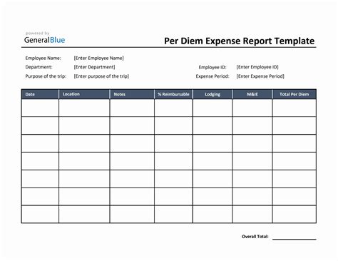 Enper Diem Excel Template