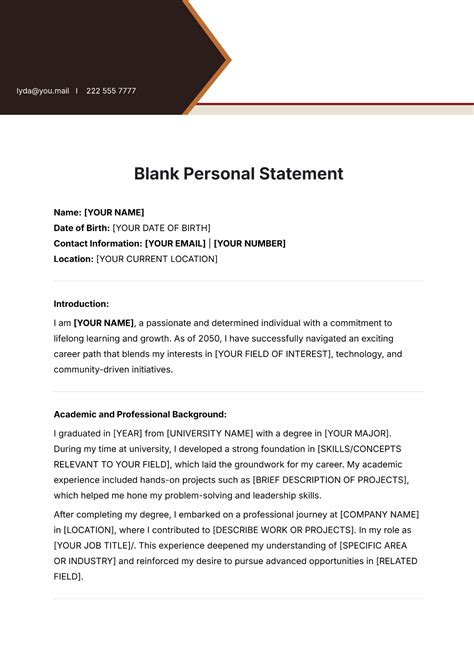 Enpersonal Statement Template