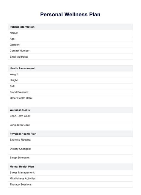 Enpersonal Wellness Plan Template