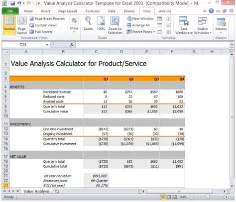 Enpresent Value Calculator Excel Template