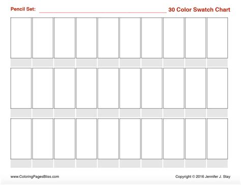 Enprintable Colored Pencil Swatch Template