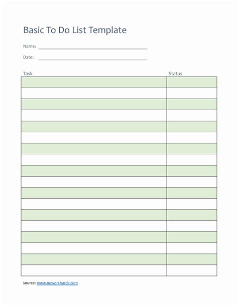 Enprintable List Template