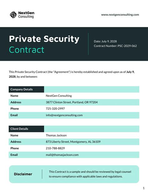Enprivate Security Contract Template