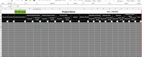 Enprocurement Log Template Excel