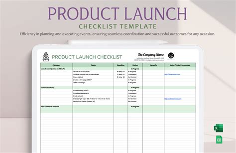 Enproduct Launch Template Excel