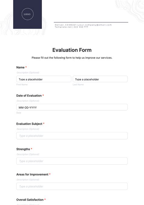 Enprogram Evaluation Template Form