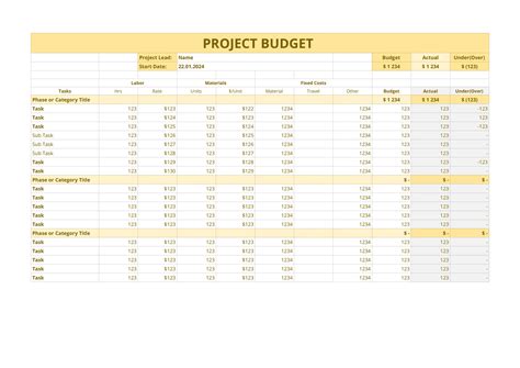 Enproject Budget Template Google Sheets