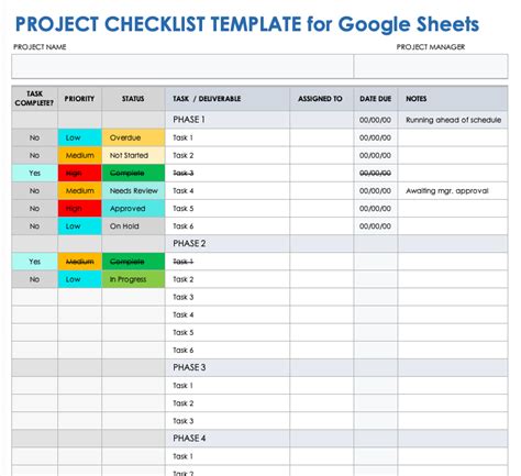 Enproject Checklist Template Google Sheets