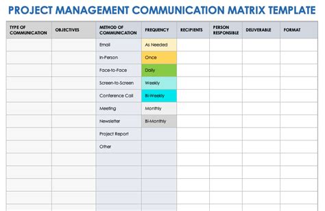 Enproject Communication Matrix Template