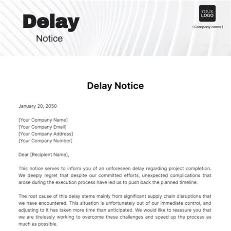 Enproject Delay Notice Template